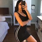 Vestido tubo informal de verano para mujer, vestido ajustado elástico sexi sin mangas con tirantes finos para mujer QT030 - VibraStore