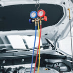 VEVOR AC Gauge Set - 3 Way AC Manifold Gauge Set For R134A R22 R12 R502 Refrigerant, Freon Gauges With 5ft Hoses, Couplers, Can Tap Works On Car Auto Freon Charging And Evacuation - VibraStore
