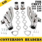 VEVOR Exhaust Header Set 1 Exhaust Turbo Headers, Stainless Steel Exhaust Manifold Headers, Shorty Engine Conversion LS Swap Exhaust Headers For Chevy LS1 LS2 LS3 LS6 LS10 SUV Truck Car - VibraStore