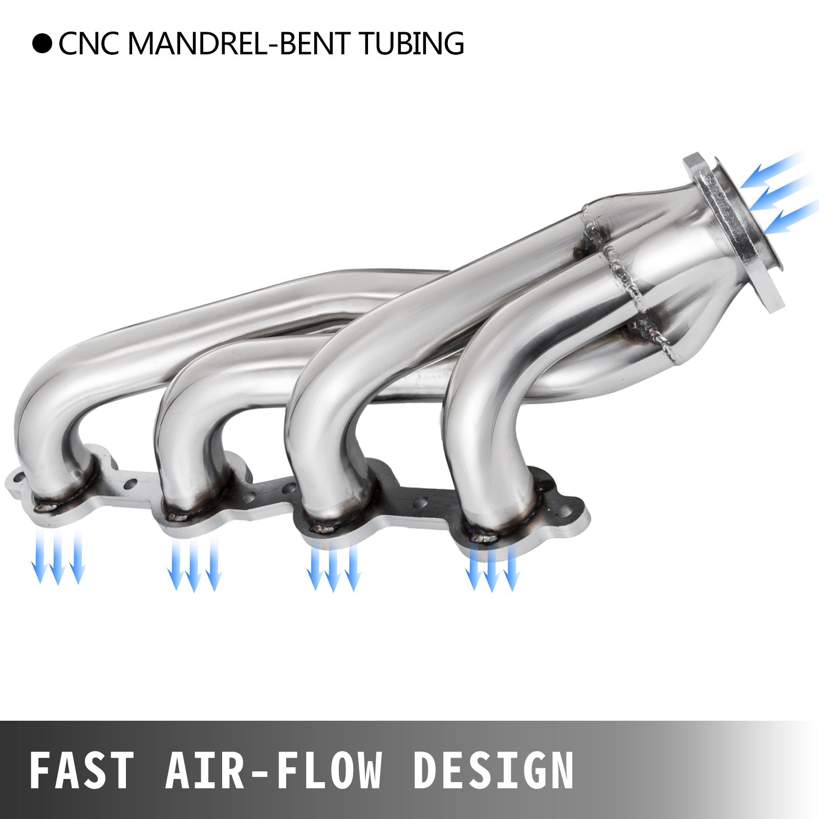 VEVOR Exhaust Header Set 1 Exhaust Turbo Headers, Stainless Steel Exhaust Manifold Headers, Shorty Engine Conversion LS Swap Exhaust Headers For Chevy LS1 LS2 LS3 LS6 LS10 SUV Truck Car - VibraStore