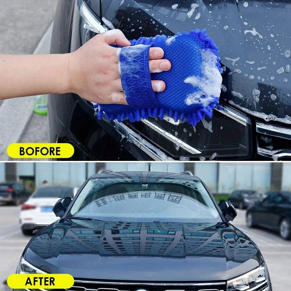 Washing Sponge Brush Soft Chenille Coral Fleece Microfiber Washing Brush Car Body Cleaning Water Absorbtion Brushes Detailing - VibraStore