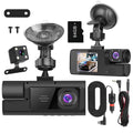 WiFi FHD 1080P Car Dash Cam 3 Channels Front Rear Inside Dash Camera With Loop Recording Reversing Visual 170° Wide Angle 64G Card Included - VibraStore
