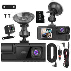 WiFi FHD 1080P Car Dash Cam 3 Channels Front Rear Inside Dash Camera With Loop Recording Reversing Visual 170° Wide Angle 64G Card Included - VibraStore