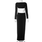 Women's Clothing Autumn Casual Long Sleeves Top Backless Slim Fit Long Skirt Suit - VibraStore