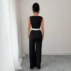 Women's Color - block Sleeveless Wide - leg Jumpsuit - VibraStore
