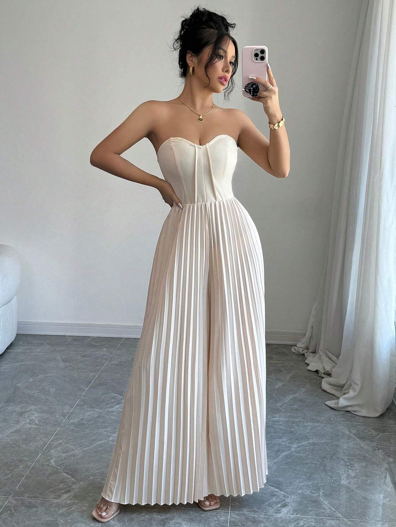 Women's Solid - color Tube Top With Waist - cinching Design - VibraStore