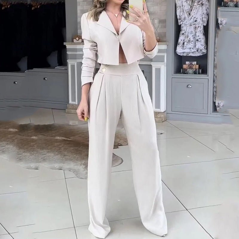 Women's Suit Autumn New Solid Color Loose Trousers Two - piece Set - VibraStore