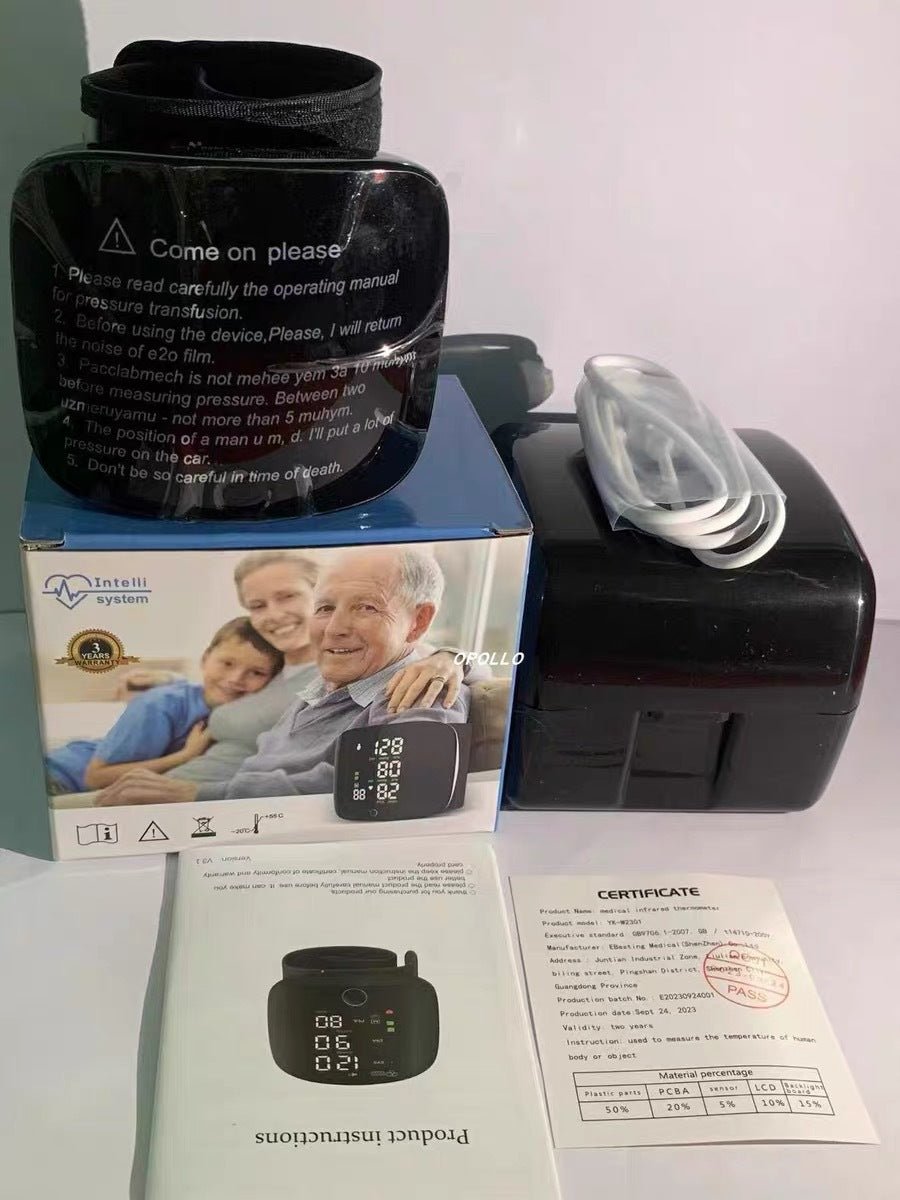 Wrist Sphygmomanometer Rechargeable Blood Pressure Meter Wrist Blood Pressure Eter Smart Touch Screen Blood Pressure Meter Household Electronics - VibraStore
